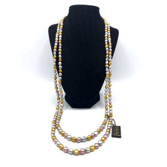 NWT GORGEOUS HONORA SINGLE STRAND MULTI COLORED 64” PEARL NECKLACE OPERA STYLE - Picture 1 of 4